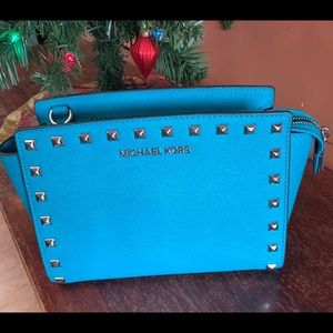 Michael Kors Teal Selma Stud Crossbody
